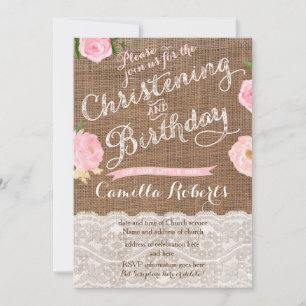 Rustic Birthday et Christening invitation pour fil