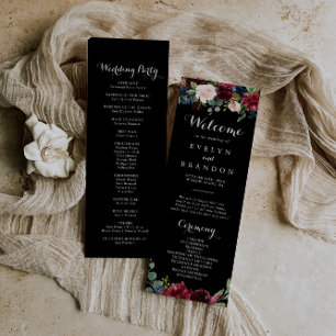 Rustic Black Botanical Wedding Programme
