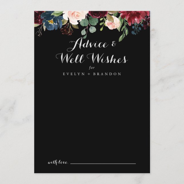 Rustic Black Mariage well Wings carte conseil (Devant)