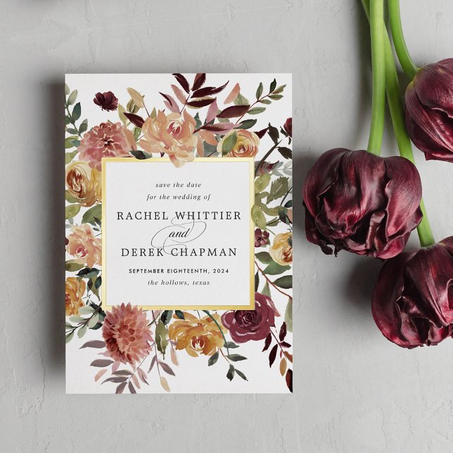 Rustic Bloom Foil Enregistrer la carte de date (Créateur téléchargé)