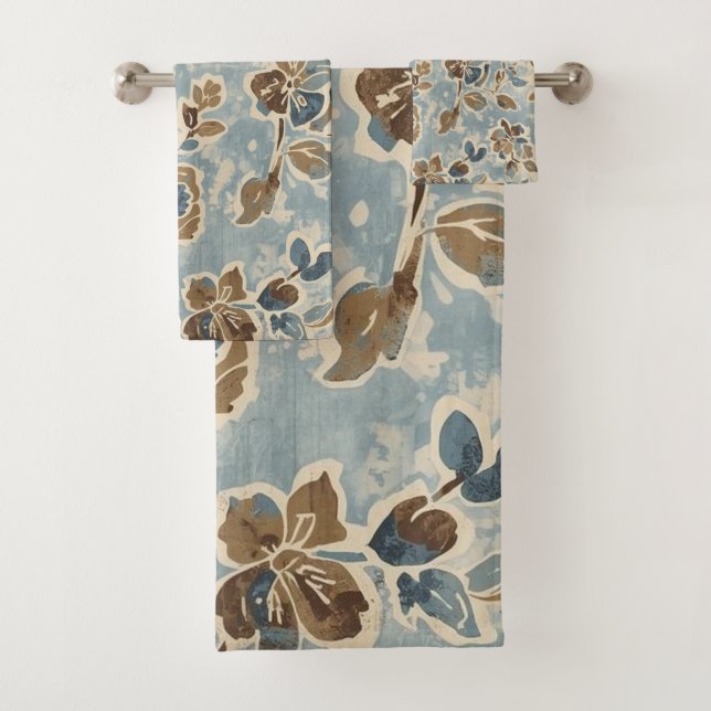 Rustic Blue Brown Tan Floral (En situation)