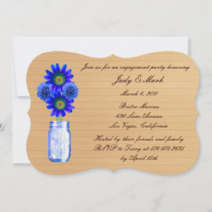 Rustic Blue Mason Jar Invitation de la partie d'en