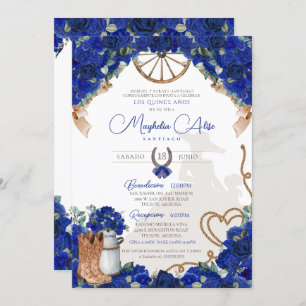 Rustic Blue Western Charro Quinceañera Invitation
