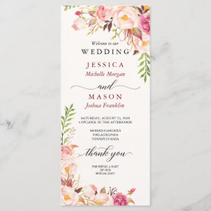 Rustic Blush Bourgogne Programme de mariage