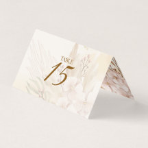 Rustic Blush & Gold Floral Boho Table Card