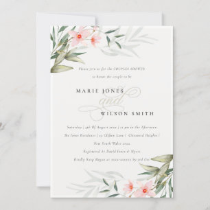 Rustic Blush Greenery Floral Couples Invitation do
