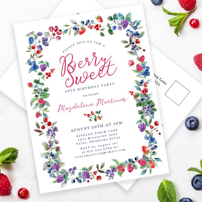 Rustic Boho Berry Sweet Summer 40th Invitation (Créateur téléchargé)