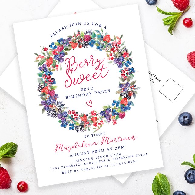 Rustic Boho Berry Sweet Summer 60th Invitation (Créateur téléchargé)