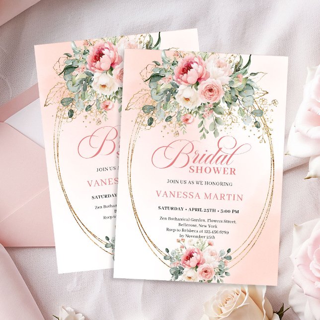 Rustic Boho Blush Rose Bridal Shower Invitation (Rustic Boho Blush Rose Bridal Shower Invitation)