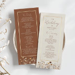 Rustic Boho Floral Wedding Programme<br><div class="desc">Notre programme de mariage chic et élégant allie harmonieusement terre cuite boho et crème d'ivoire, orné de fleurs sauvages rustiques aquarelles et d'accents dorés. Ce design sophistiqué allie harmonieusement élégance contemporaine et charme bohème, offrant une touche belle et raffinée pour guider vos invités à travers votre journée spéciale. Offre spéciale...</div>