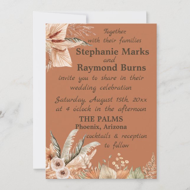 Rustic-Boho Florales & Plumes Invitations de maria (Devant)