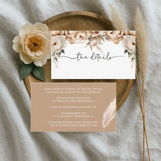 Rustic Boho Mariage Détails Carte de boîtier (Créateur téléchargé)