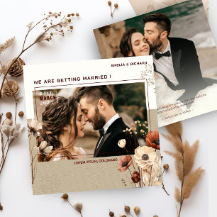Rustic Boho Photo Wedding Enregistrer la date Invi