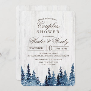 Rustic Bois Couples de douche Invitation