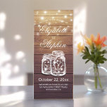 Rustic Bois Mason Jar String Programme de mariage<br><div class="desc">Programme de mariage Cartes en rack Modèles - Elégant Mason Jar et des lumières à cordes sur Arrière - plan de bois rustique. Un design parfait pour votre grand jour. Tous les styles de texte,  couleurs,  tailles peuvent être modifiés selon vos besoins !</div>