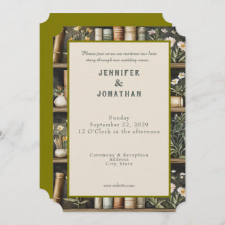 Rustic Book Lovers Print Wedding Invitation