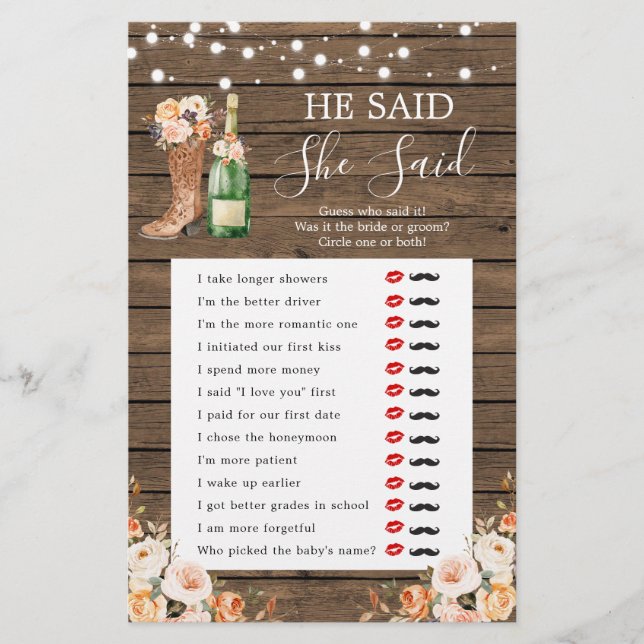 Rustic Boots & Bubly Il A Dit Qu'Elle A Dit Jeu (Devant)