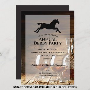 Rustic Bourbon Derby Horse Racing Party Invitation