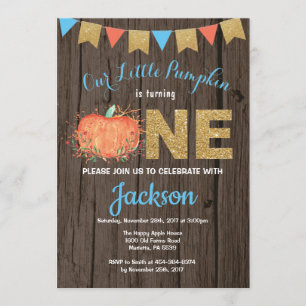 Rustic Boy Citrouille Fall Anniversaire Invitation