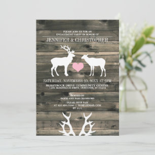 Rustic Buck et Doe Engagement Party Invitation
