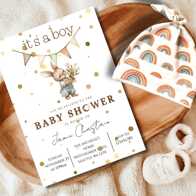 Rustic Bunny Baby Boy Invitation (Créateur téléchargé)
