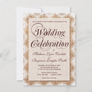 Rustic Burlap Dentelle Mariage Invitations