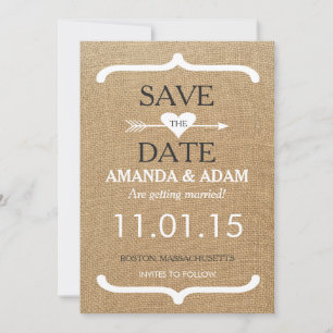Rustic Burlap Enregistrer la carte postale Date