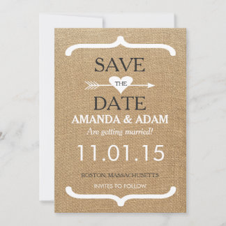 Rustic Burlap Enregistrer la carte postale Date