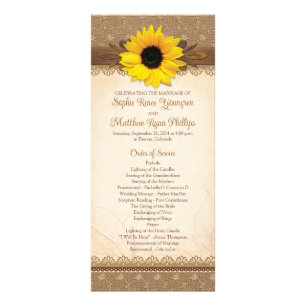 Rustic Burlap Lace Wood Sunflower Programme de mar
