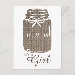 Rustic Burlap Mason Jar Baby Girl Faire-part