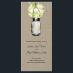 Rustic Burlap Mason Jar et le programme Fleur sauv<br><div class="desc">PROGRAMME DE CÉRÉMONIE mariage Parfait pour un Mariage de style champêtre ou peut-être que vous aimez juste Mason Jars! Un Arrière - plan Rustique Tan Burlap avec la jarre Mason suspendue et des fleurs sauvages dans les couleurs de blanc, crème au beurre jaune et vert Chartreuse. Si vous avez des...</div>