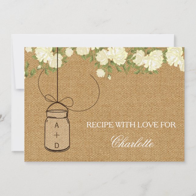 Rustic Burlap Rose carte de recette de douche nupt (Devant)