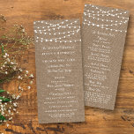 Rustic Burlap String programme de mariage<br><div class="desc">Simple mais élégant, les lampes à cordes de la collection rustique mariage burlap est un design étonnant avec de belles lumières à cordes blanches suspendues sur un arrière - plan effet burlap, qui est parfait pour toute célébration mariage rustique. Ces programmes peuvent être personnalisés pour votre occasion spéciale et rendraient...</div>