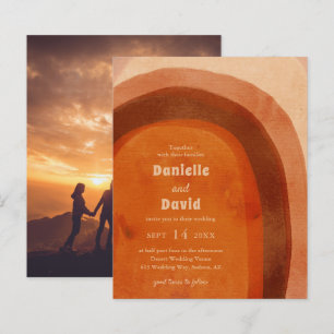 Rustic Burnt Orange Photo Budget Mariage Inviter