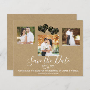 Rustic Camo Hearts Photo Wedding Enregistrer la da