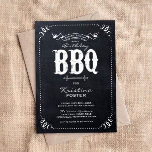 Rustic Chalkboard Anniversaire Fête BBQ Invitation
