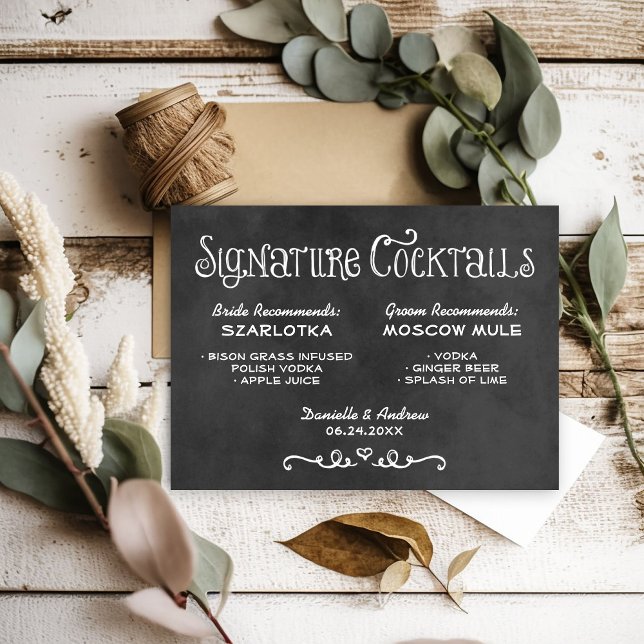 Rustic Chalkboard Mariage Signature Cocktails (Créateur téléchargé)