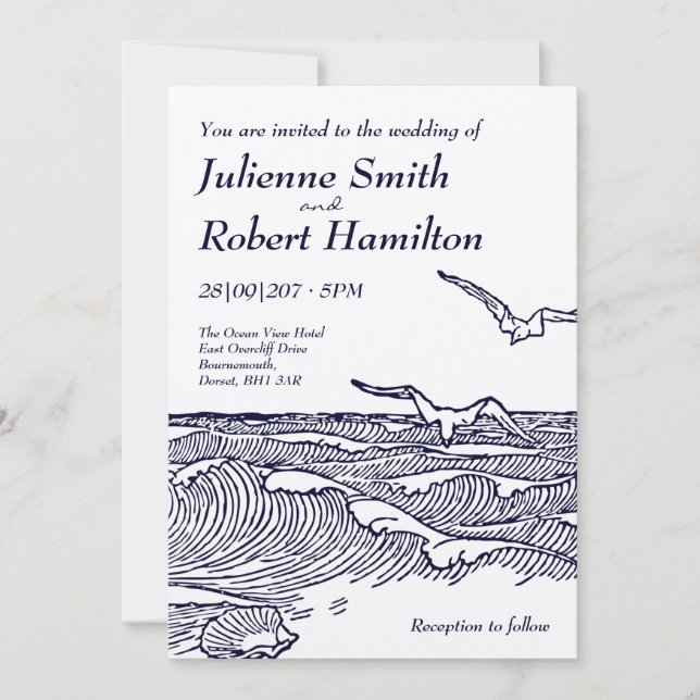 Rustic Chic Beach Destination Mariages Invitations (Devant)