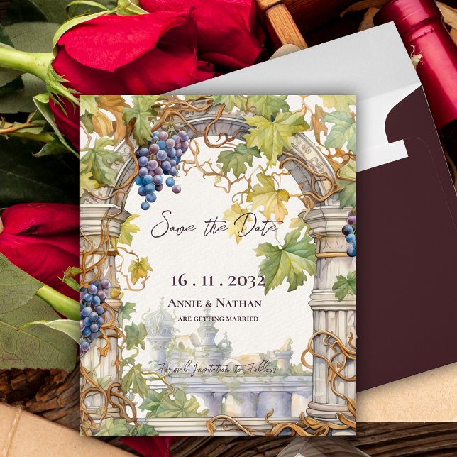 Rustic Chic Grapevine Mariage de vin Enregistrer l (Rustic Chic Grapevine-Inspired Winery Wedding Save the Date)