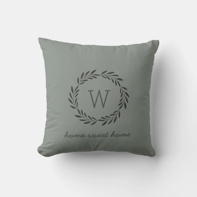 Rustic Chic Home Sweet Home Monogramme Coussin (Recto)