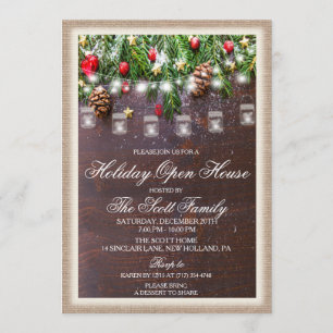 Rustic Christmas Holiday Open House Invitation