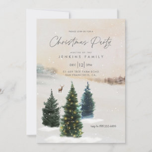 Rustic Christmas Party Woodland Invitation
