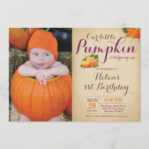Rustic Citrouille Invitation Anniversaire Premier 