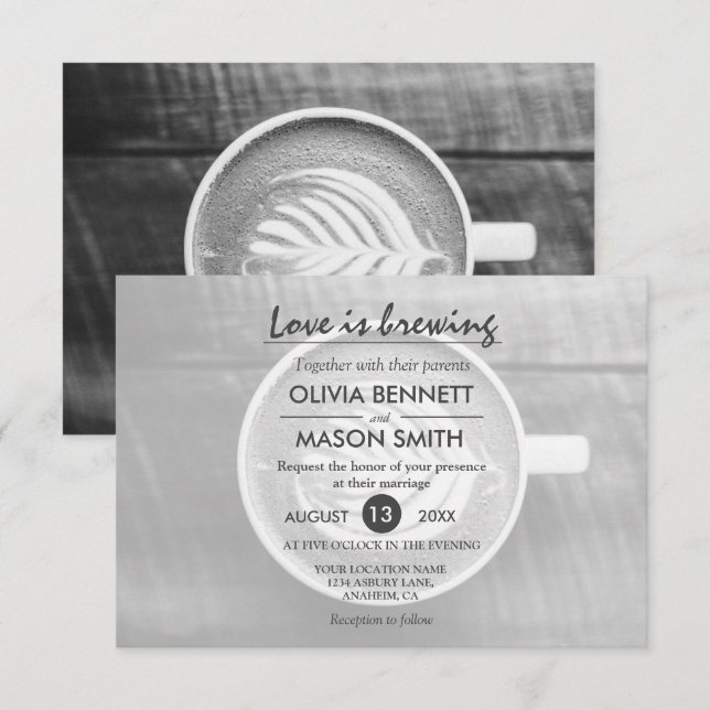 Rustic Coffee Bean-Love brasse la carte Mariage (Devant / Derrière)