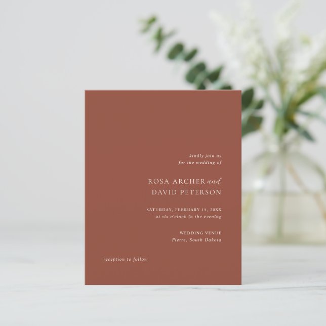 Rustic Copper Editorial Modern Wedding Invitation (Debout devant)
