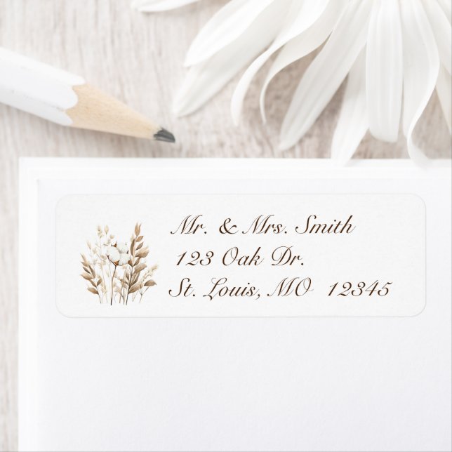 Rustic Cotton Pampas Retourner l'adresse Étiquette (En situation)