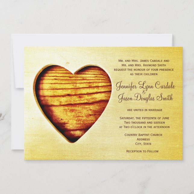 Rustic Country Barn Invitations au mariage de coeu (Devant)