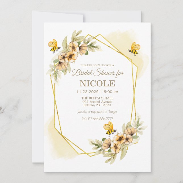 Rustic Country Bees Invitation de la douche nuptia (Devant)