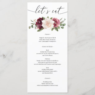 Rustic Country Boho Mariage menu Fête des mariées