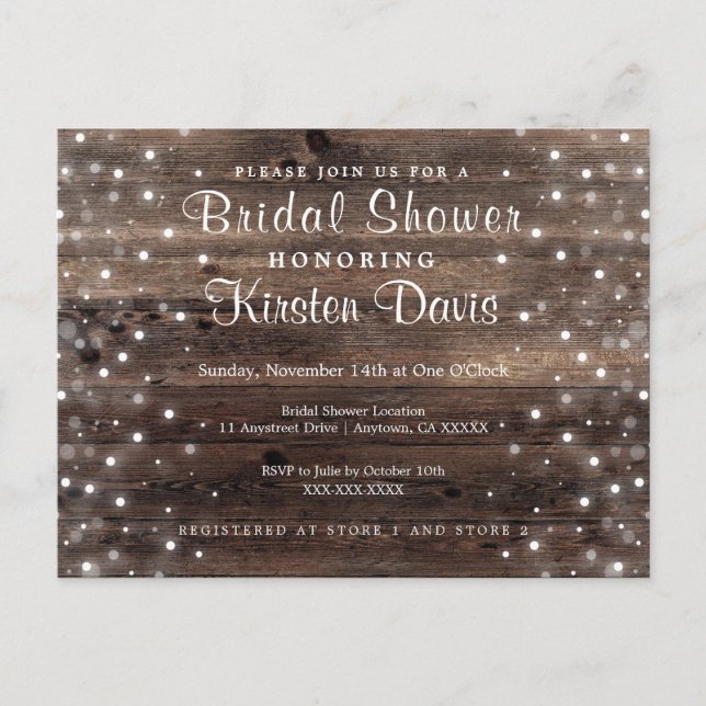 Rustic Country Bois Bridal Showbale Invitation (Devant)